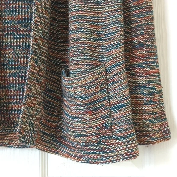 Kimlon 80's Vintage Chunky Rainbow Space Dye Knit Open Front Cardigan Sweater S - Picture 7 of 10